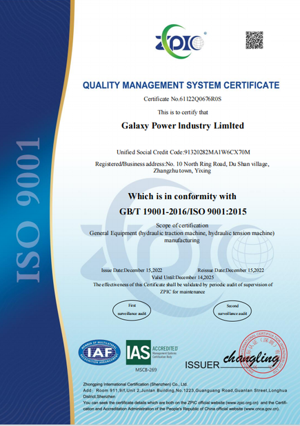 中国 Galaxy power industry limited 認証